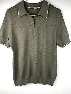 Willow Drive Olive Green Knit Polo Top Size Large